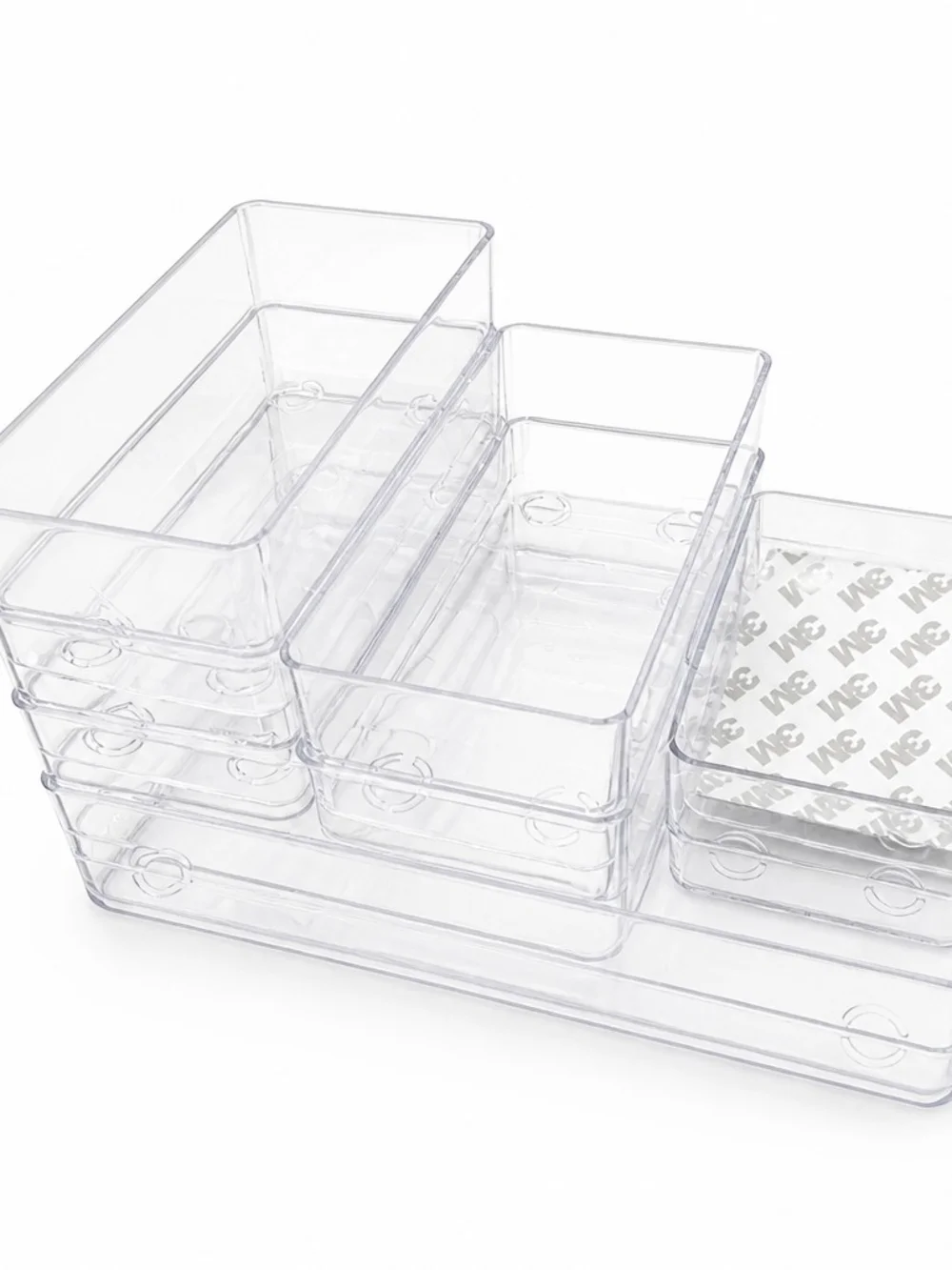 Clear Plastic Storage Organizer Bin Full Of Organizing Products.